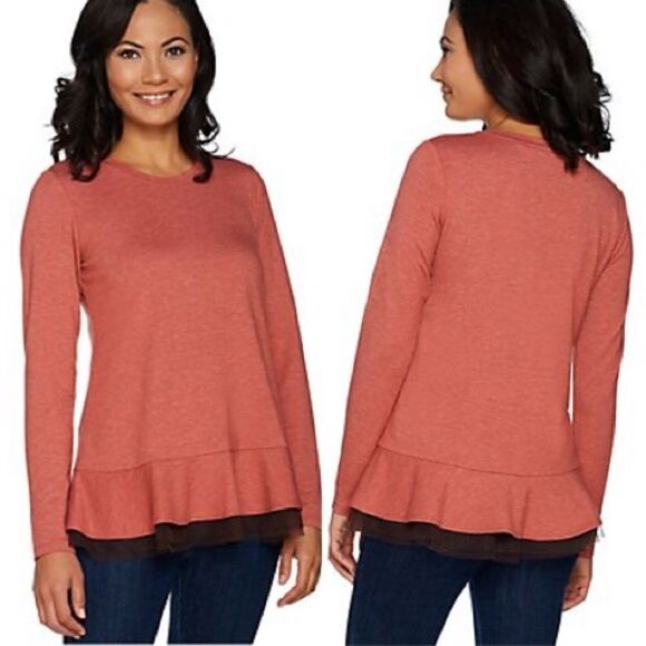 LOGO Lounge Lori Goldstein French Terry Mesh Top X-Small XS - Picture 1 of 5